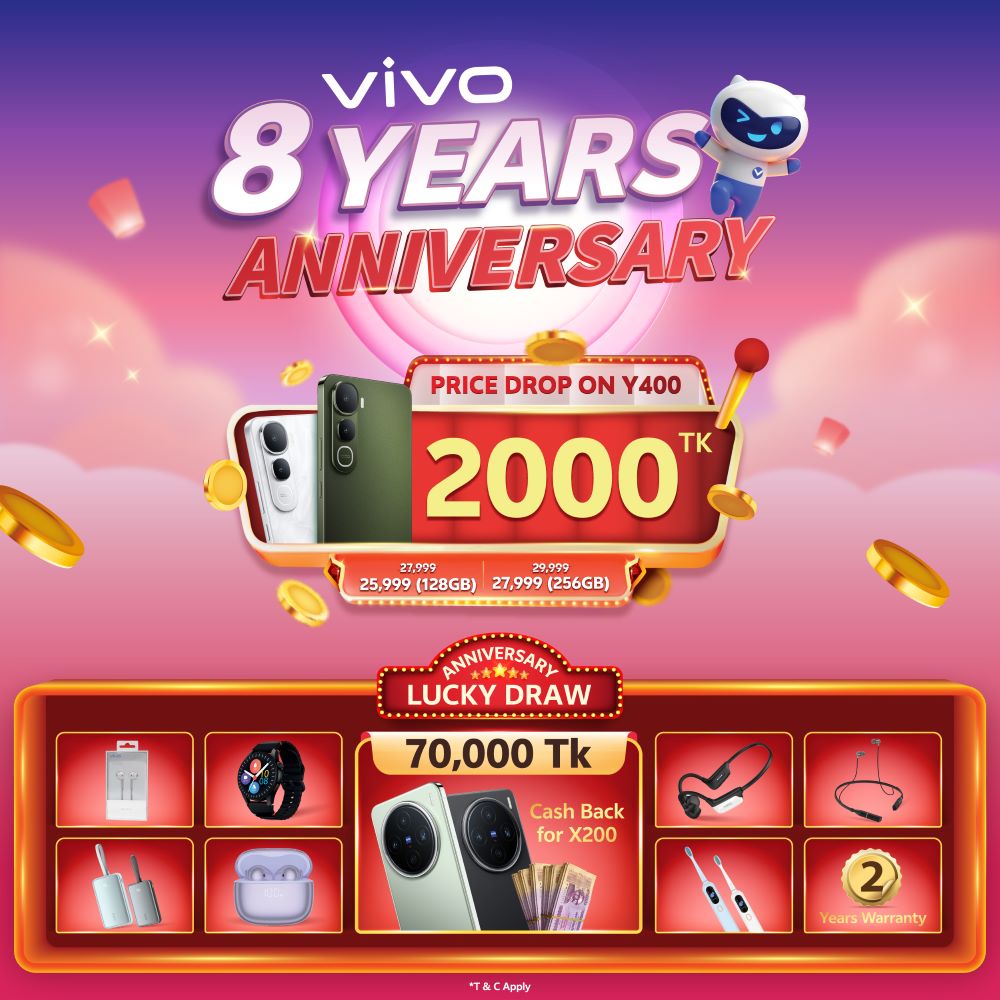 ভিভোর ৮ বছর পূর্তিঃ সেলিব্রেশনে থাকছে লাকি ড্র!